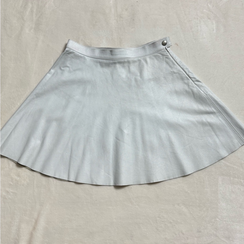 American Apparel White Leather Skater Skirt